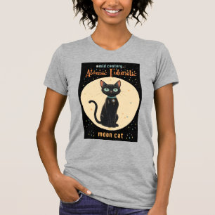 Camiseta Gato Preto Futurista Atômico da Lua com texto