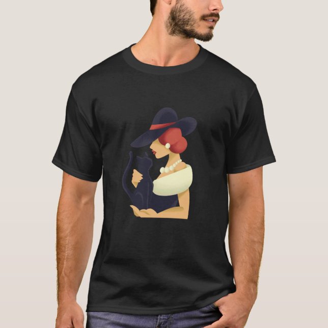 Camiseta Gato preto, gótico (Frente)