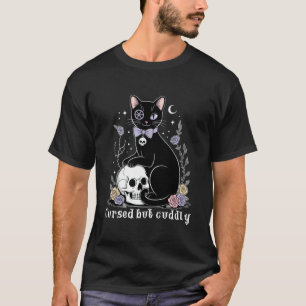 Camiseta .Gato Preto Gótico Oculto Fofo Mas Amaldiçoado Est