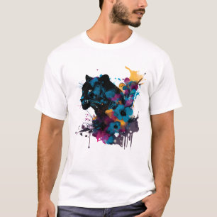 Camiseta Gato Preto Grande e Kawaii