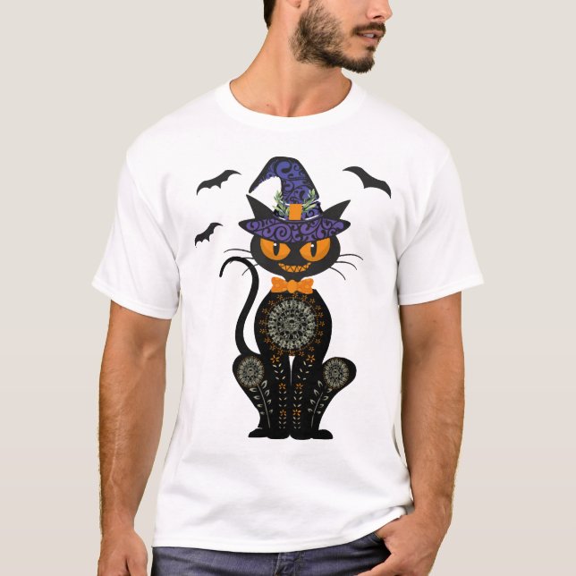 Camiseta Gato Preto Halloween (Frente)