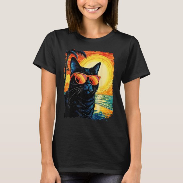 Camiseta Gato Preto Havaiano (Frente)