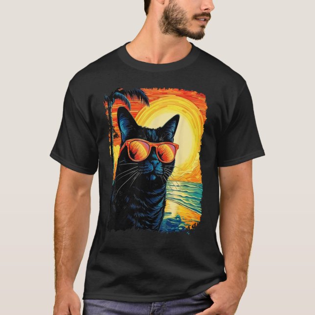 Camiseta Gato Preto Havaiano (Frente)