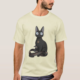 Camiseta Gato Preto Inteligente com Óculos & Cinto Infinito