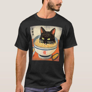 Camiseta Gato Preto Japonês de Impressão Posterior em Uma T