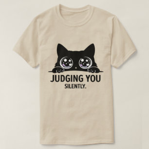 Camiseta Gato Preto Julgando Você Silenciosamente   Present