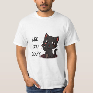 Camiseta Gato Preto Kawaii