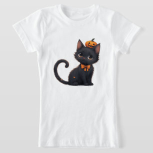 Camiseta Gato Preto Kawaii Halloween 🎃