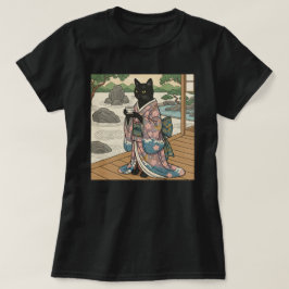 Camiseta Gato Preto Kimono