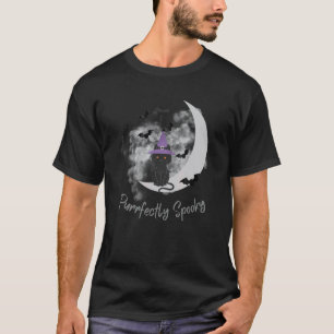 Camiseta Gato Preto Lua de Halloween Assustador