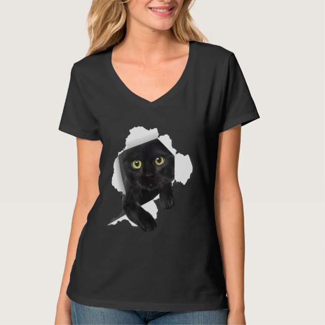 Camiseta Gato Preto Mãe Pai Gato Preto Torto Pais Mães D (Frente)