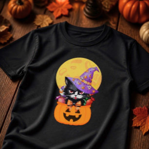 Camiseta Gato Preto Mal-Humorado de Halloween