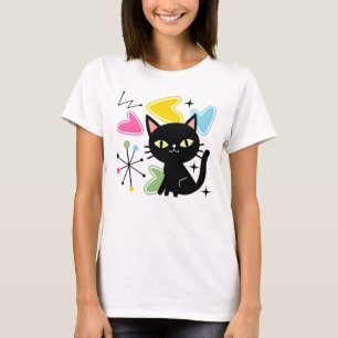 Camiseta gato preto meio século