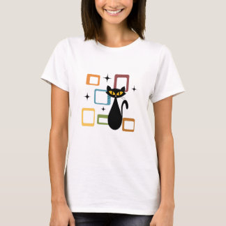 Camiseta gato preto meio século