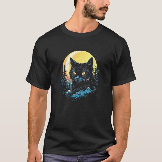 Camiseta Gato Preto Místico de Gata Negra (Frente)