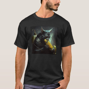 Camiseta Gato Preto Mordendo Milho Na Espiga 1