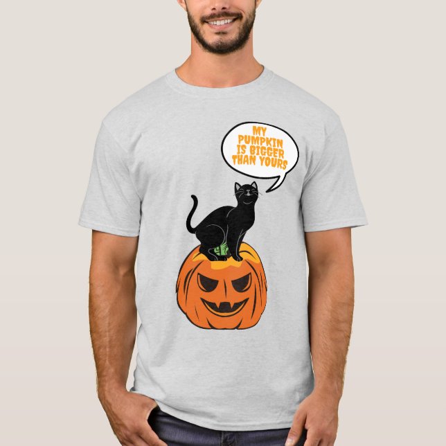 Camiseta gato preto na abóbora, Halloween (Frente)