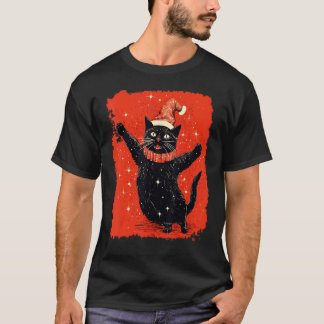 Camiseta Gato Preto Natal Vermelho
