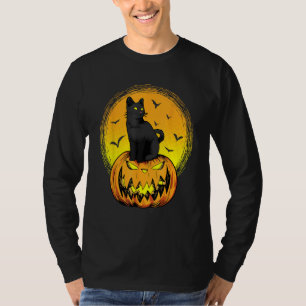 Camiseta Gato Preto Noite Assustadora Com Olhos Amarelos Ab