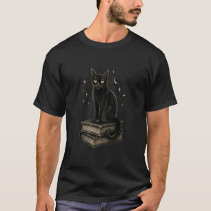 Camiseta Gato Preto Oculto Livro Místico Magia Tatuagem