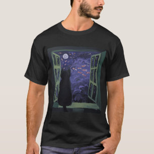 Camiseta Gato Preto Olhando para o Horizonte de Peixes
