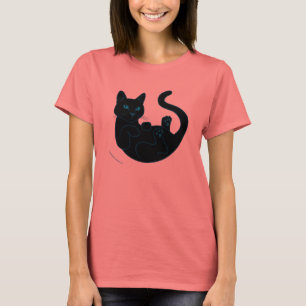 Camiseta Gato preto, olhos azuis