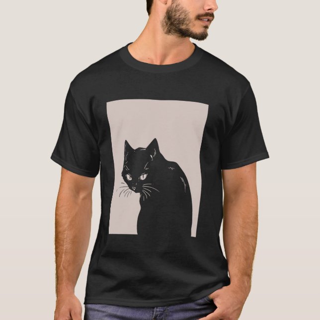 Camiseta Gato Preto Pastel Goth (Frente)