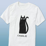 Camiseta Gato Preto Personalizado<br><div class="desc">Um gato preto divertido e sortudo, perfeito para amantes de os animais. Arte original de Nic Squirrell. Altere o nome ou remova-o se preferir personalizar.</div>