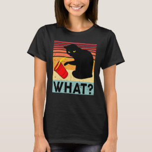 Camiseta Gato Preto Que Gatinho Xícara Vermelha Miau