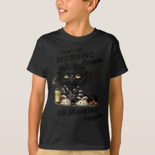 Camiseta Gato preto rabugento amante de café fofo engraçado