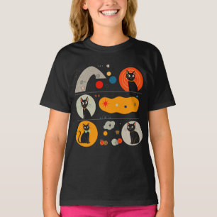 Camiseta Gato Preto Retro MCM: Arte Gráfica Abstrata Cósmic