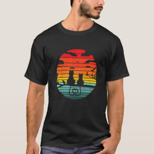 Camiseta Gato Preto Retro Vintage Gatos Gatinhos Coração Oo