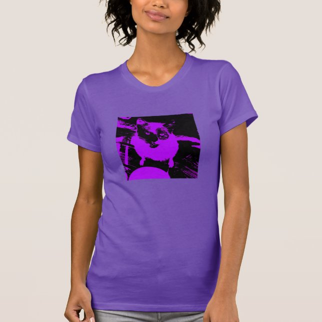 Camiseta Gato Preto Roxo (Frente)