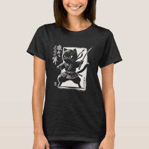 Camiseta Gato Preto Samurai Japonês Guerreiro Ninja Japão M