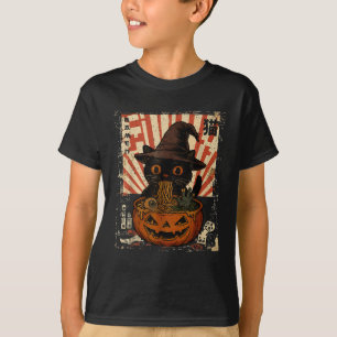 Camiseta Gato Preto Sapo Comendo Ramen Japonês Halloween W
