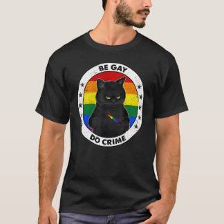Camiseta Gato Preto Ser Gay Faz Crime Arco-íris Orgulho LGB