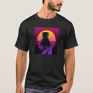 Camiseta Gato Preto Smoking Cartola Cyber Punk Perfil 80s S