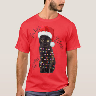 Camiseta Gato Preto Sou Bom Natal Luzes Engraçadas Amor de