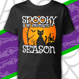 Camiseta Gato Preto Temporada Assombrada Assustadora Feliz