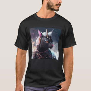 Camiseta Gato Preto Unicórnio Neve