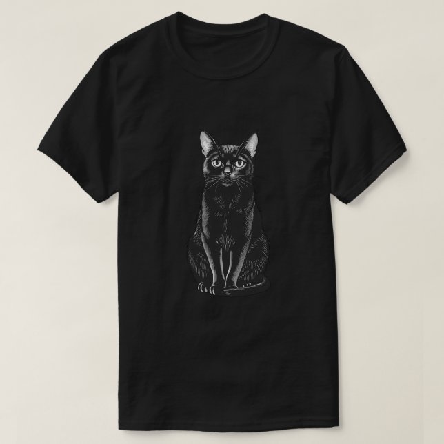 Camiseta Gato Preto Vintage (Frente do Design)
