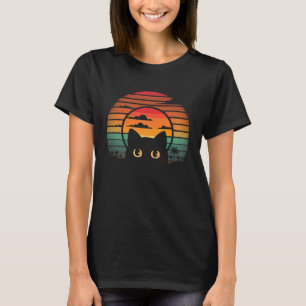 Camiseta Gato Preto Vintage com Olhos Amarelos