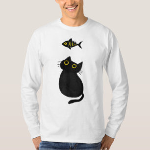 Camiseta Gato Preto vs Peixe Preto Engraçado