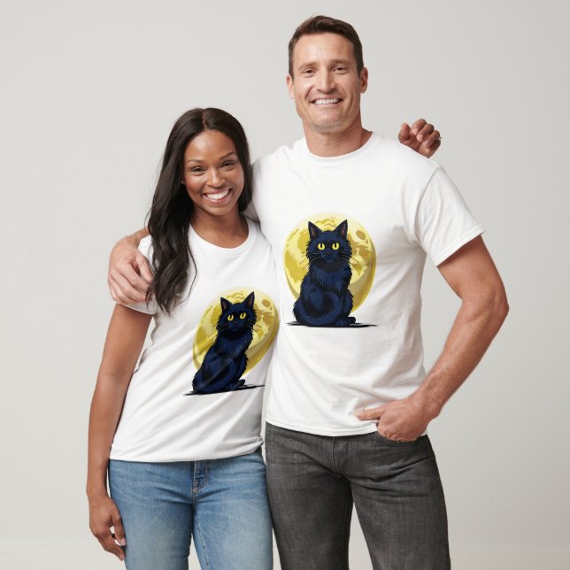 Camiseta Gato preto zangado (Unissex)