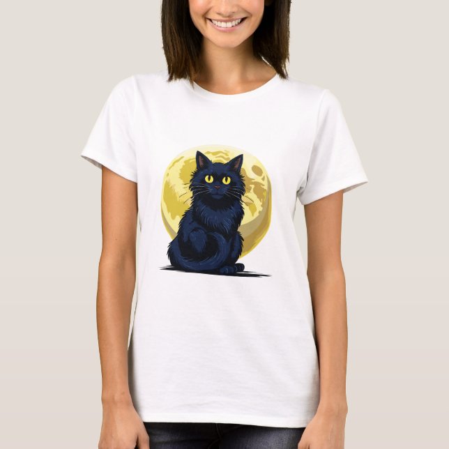 Camiseta Gato preto zangado (Frente)