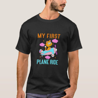 Camiseta Gato Primeira Vez Andando de Avião Meninos Meninas