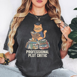 Camiseta Gato Profissional Crítico de Enredo Engraçado Grad
