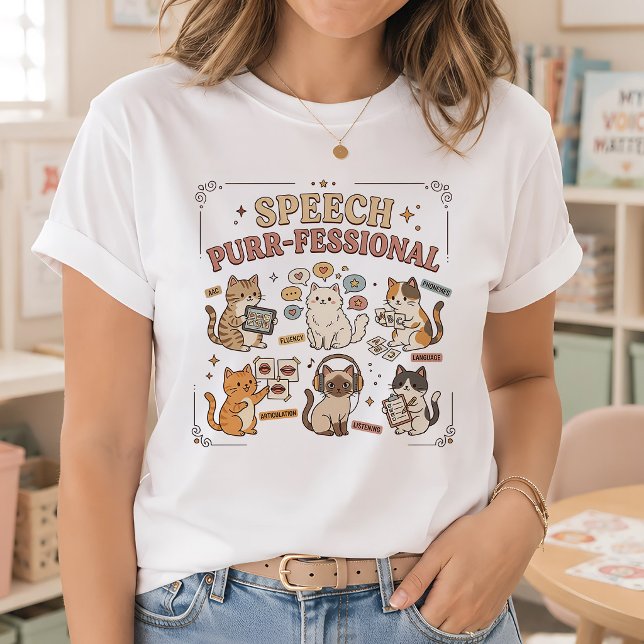 Camiseta Gato Profissional da Fala Terapeuta da Fala (Criador carregado)