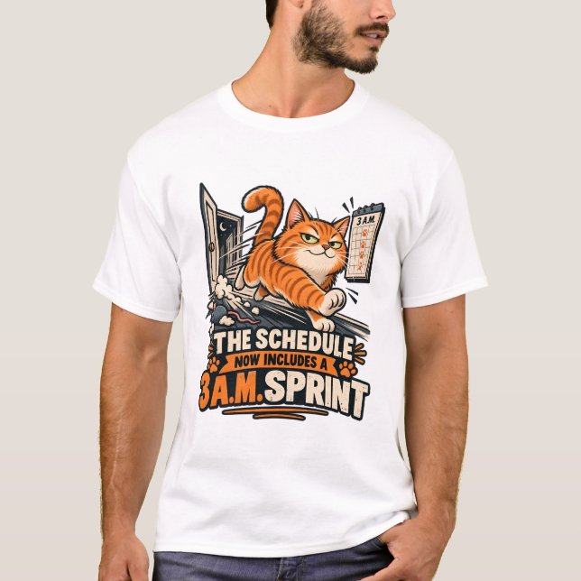 Camiseta Gato Programa Uma Corrida das 3 da Manhã (Frente)