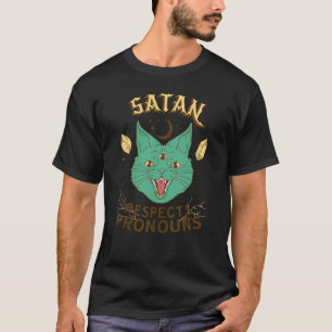 Camiseta Gato Pronomes Respeitados por Satanás